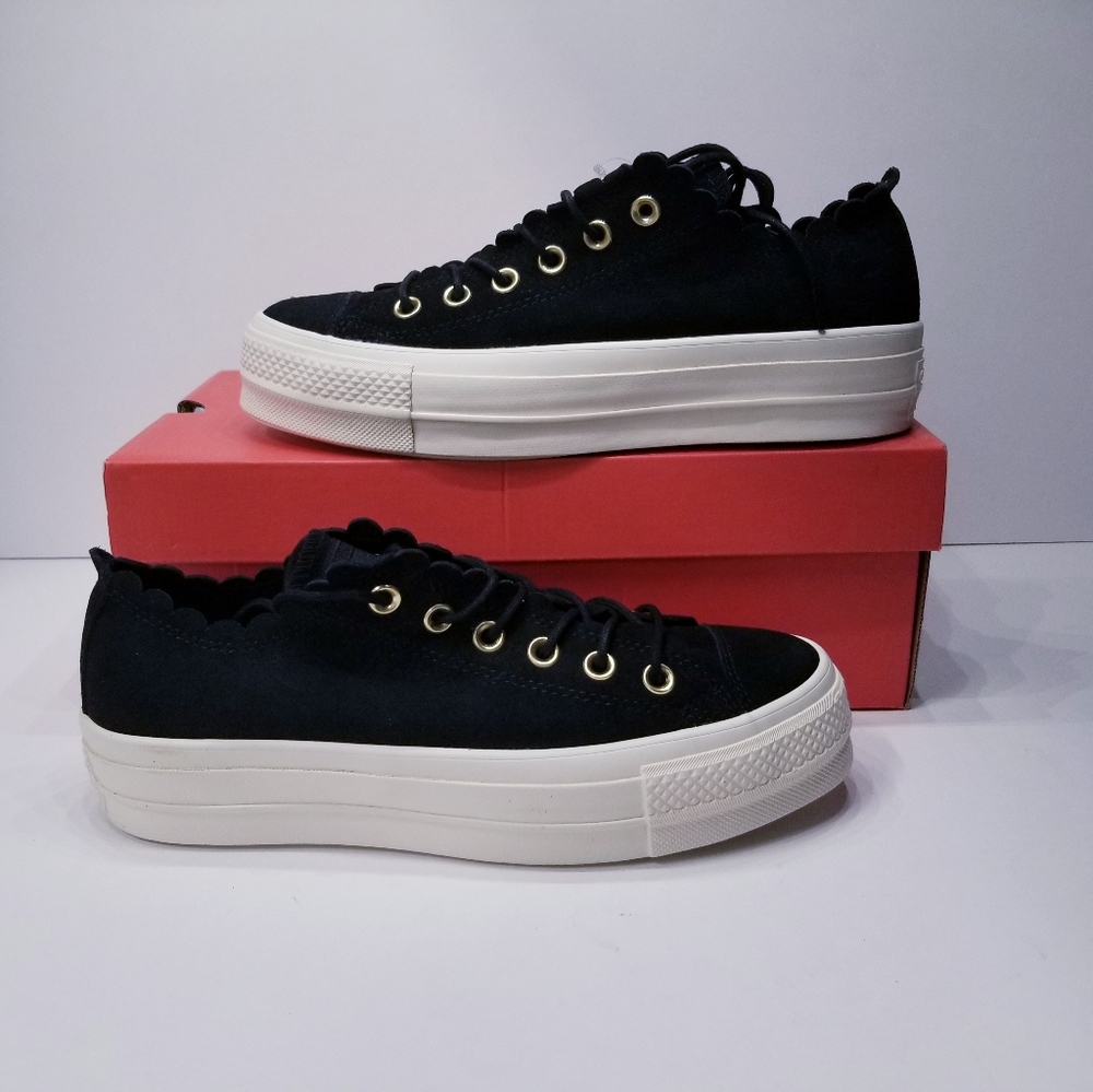 Converse Black and White Platform Low-Top Sneakers